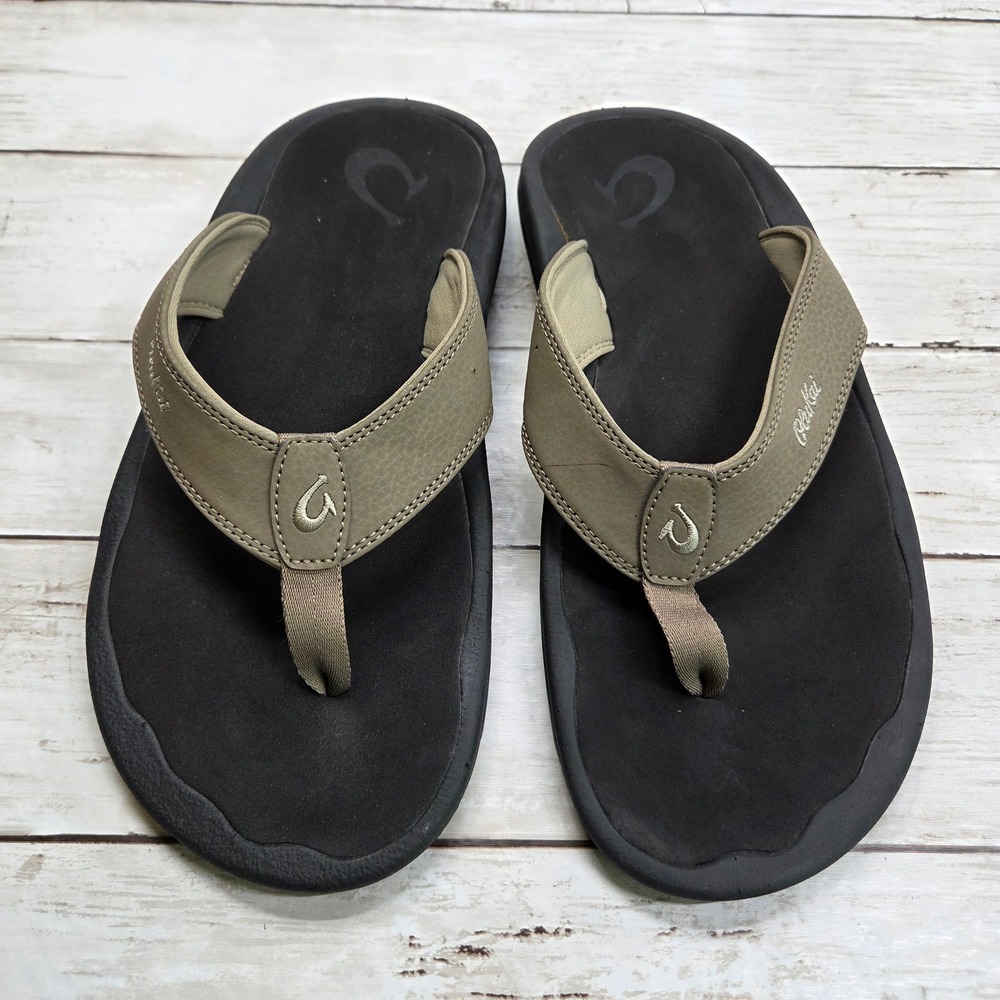 OluKai Ohana Thong Sandal Flip Flop Men Size 9 Dark Wood Ray 10110A-10OX